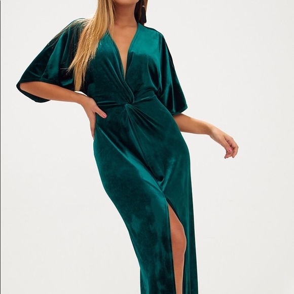 Kimono Sleeve Hawaiian Dress With Slit Design - Charcoal Gray Palm Leaf 2656